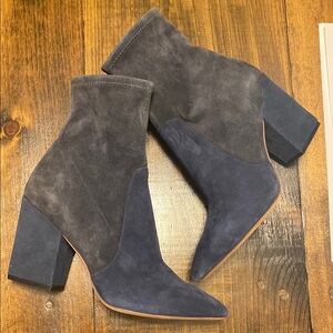 Loeffler Randall Island Blue Suede Slim Ankle Bootie Size 6